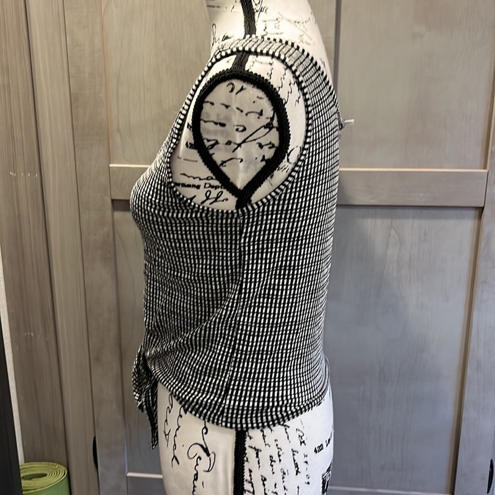 Checkered Pattern Tie Tank Top - image 2